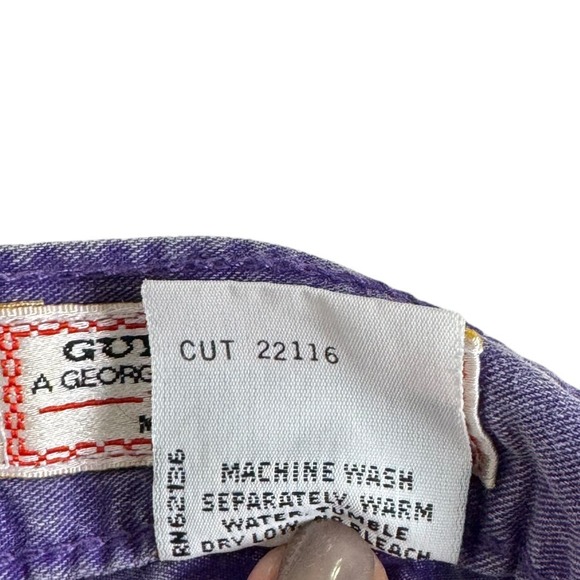 Vintage Guess Jeans Purple Denim High Rise Shorts 2 USA Made Bermuda Long - Picture 8 of 8